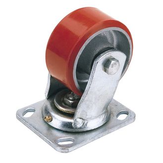 Draper 65523 100mm Dia. Swivel Plate Fi x ing Heavy Duty Polyurethane Wheel - S.W.L. 250Kg