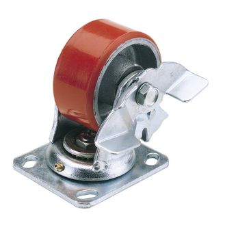 Draper 65530 160mm Dia. Swivel Plate Fi x ing Heavy Duty Polyurethane Wheel with Brake - S.W.L. 400Kg