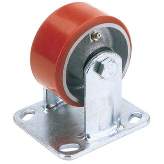 Draper 65534 200mm Dia. Fixed Plate Fi x ing Heavy Duty Polyurethane Wheel - S.W.L. 500Kg