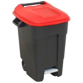 Sealey BM100PR Refuse/Wheelie Bin with Foot Pedal 100ltr - Red