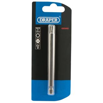 Draper 66940 T27 1/4" Hex TX-STAR&amp;#174; Insert Bit 100mm Long x 1
