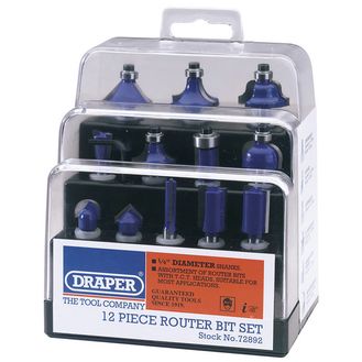 Draper 72892 1/4" TCT Router Bit Set (12 Piece)