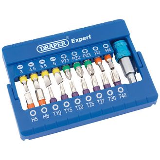Draper 82402 Coloured Screwdriver Bit Set (19 Piece)