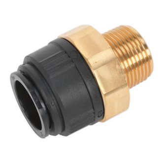 Sealey CAS28BSA Straight Adaptor 28mm x 1"BSPT Brass (John Guest Speedfit&amp;reg; - MM012808N)