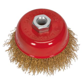 Sealey CBC752 Brassed Steel Cup Brush &amp;#8709;75mm M14 x 2mm