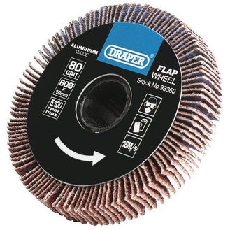 Draper 93360 80 Grit Aluminium Oxide Flap Wheel (10 x 60mm)