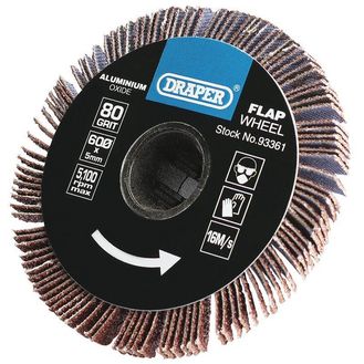 Draper 93361 80 Grit Aluminium Oxide Flap Wheel (5 x 60mm)