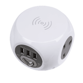 Sealey EL144WC Extension Cable Cube 1.4m 3 x 230V + 3 x USB Sockets &amp; Wireless Charging Pad