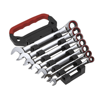 Sealey AK63941 Ratchet Combination Spanner Set 7pc Metric Platinum Series