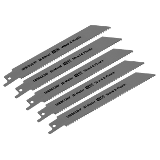 Sealey SRBR622HF Reciprocating Saw Blade Wood &amp; Plastics 150mm 10tpi - Pack of 5