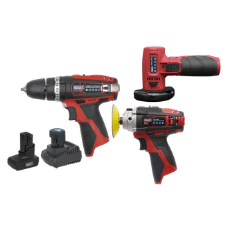 Sealey CP1200COMBO7 SV12 Series 3 x 12V Cordless Power Tool Combo Kit