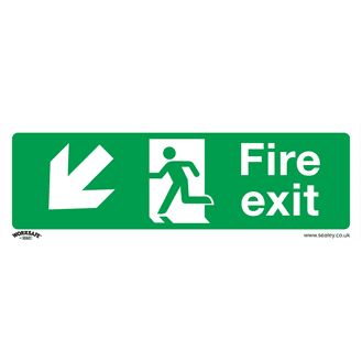 Sealey SS34P10 Safe Conditions Safety Sign - Fire Exit (Down Left) - Rigid Plastic - Pack of 10