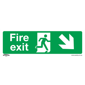 Sealey SS36P1 Safe Conditions Safety Sign - Fire Exit (Down Right) - Rigid Plastic