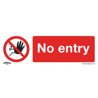 Sealey SS14V1 Prohibition Safety Sign - No Entry - Self-Adhesive Vinyl