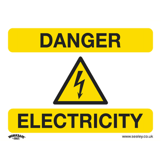 Sealey SS41P1 Warning Safety Sign - Danger Electricity - Rigid Plastic