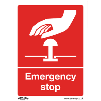 Sealey SS35V10 Safe Conditions Safety Sign - Emergency Stop - Self-Adhesive Vinyl - Pack of 10