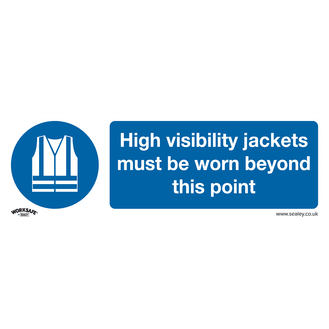 Sealey SS9V10 Mandatory Safety Sign - High Visibility Jackets Must Be Worn Beyond This Point - Self-Adhesive Vinyl - Pack of 10