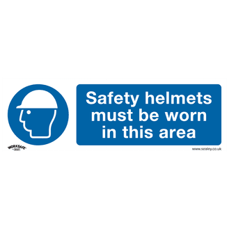 Sealey SS8V1 Mandatory Safety Sign - Safety Helmets Must Be Worn In This Area - Self-Adhesive Vinyl