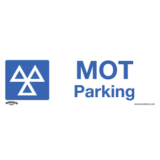 Sealey SS49P1 Warning Safety Sign - MOT Parking - Rigid Plastic