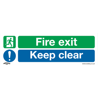 Sealey SS18V1 Safe Conditions Safety Sign - Fire Exit Keep Clear - Self-Adhesive Vinyl