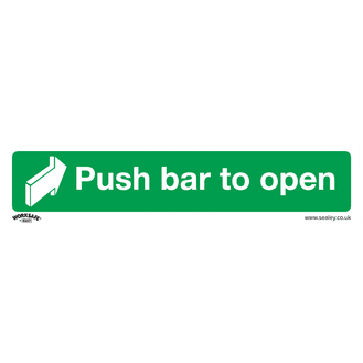 Sealey SS29V1 Safe Conditions Safety Sign - Push Bar To Open - Self-Adhesive Vinyl