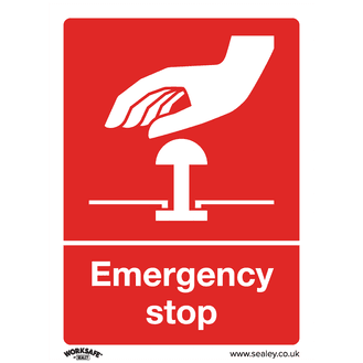 Sealey SS35V1 Safe Conditions Safety Sign - Emergency Stop - Self-Adhesive Vinyl