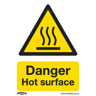 Sealey SS42P10 Warning Safety Sign - Danger Hot Surface - Rigid Plastic - Pack of 10