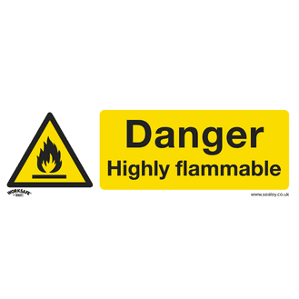 Sealey SS45P1 Warning Safety Sign - Danger Highly Flammable - Rigid Plastic