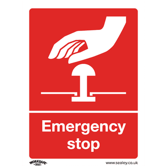 Sealey SS35P1 Safe Conditions Safety Sign - Emergency Stop - Rigid Plastic