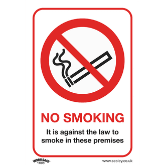 Sealey SS12P1 Prohibition Safety Sign - No Smoking (On Premises) - Rigid Plastic