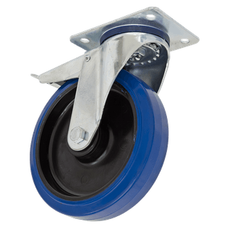 Sealey SCW3125SPLEM Heavy-Duty Blue Elastic Rubber Swivel Castor Wheel with Total Lock Ø125mm - Trade