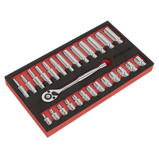 Sealey AK66721 Ratchet Wrench &amp; Socket Set 27pc 1/4"Sq Drive