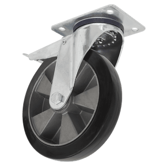 Sealey SCW5152SPLEM Heavy-Duty Rubber Castor Wheel Swivel with Total Lock Ø152mm - Trade