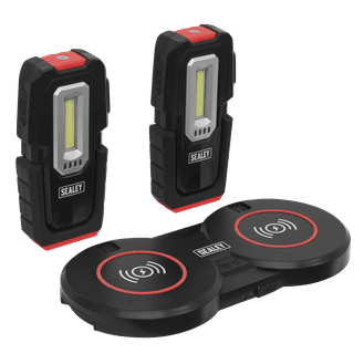 Sealey LEDWCBCOMBO3 Inspection Light (x2) 3W &amp; 1W COB LED &amp; Double Wireless Charging Base