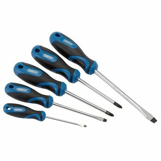 Draper 32610 Soft Grip Screwdriver Set, 3 x Plain Slot, 1 x Cross Slot, 1 x PZ TYPE (5 Piece)