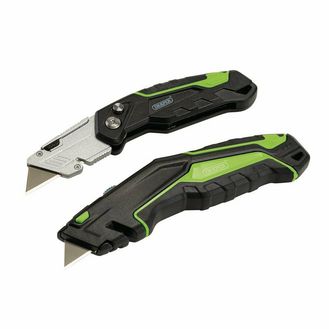 Draper 04773 Retractable &amp; Folding Trimming Knife Set with 10 x SK2 Two Notch Blades
