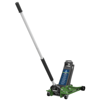 Sealey 3000LEHV Trolley Jack 3tonne Low Entry Rocket Lift Hi-Vis Green