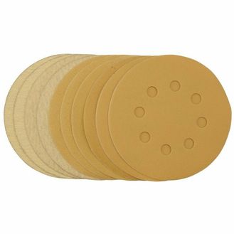 Draper 60161 Gold Sanding Discs with Hook &amp; Loop, 125mm, Assorted Grit - 120G, 180G, 240G, 320G, 400G (Pack of 10)