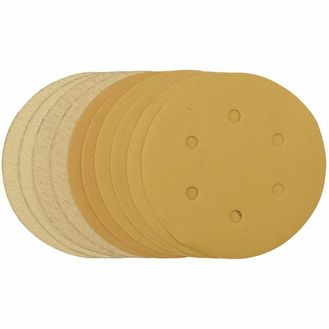 Draper 64284 Gold Sanding Discs with Hook &amp; Loop, 150mm, Assorted Grit - 120G, 180G, 240G, 320G, 400G (Pack of 10)