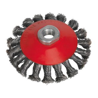 Sealey CWB100 Conical Wire Brush &amp;#8709;100mm M10 x 1.5mm