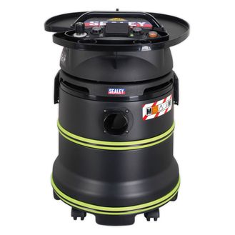 Sealey DFS35M Vacuum Cleaner Industrial Dust-Free Wet/Dry 35ltr 1000W/230V Plastic Drum Class M Self-Clean Filter