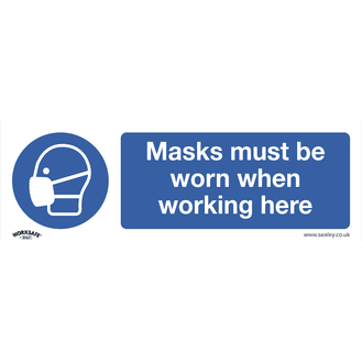 Sealey SS57V10 Mandatory Safety Sign - Masks Must Be Worn - Self-Adhesive Vinyl - Pack of 10