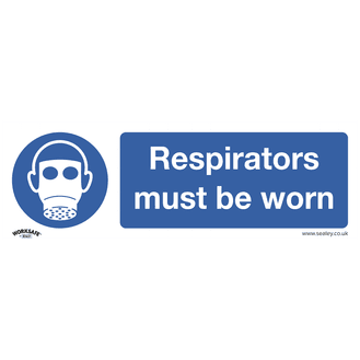 Sealey SS56V10 Mandatory Safety Sign - Respirators Must Be Worn - Self-Adhesive Vinyl - Pack of 10