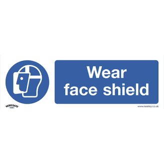 Sealey SS55V10 Mandatory Safety Sign - Wear Face Shield - Self-Adhesive Vinyl - Pack of 10