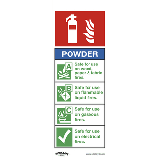 Sealey SS52V10 Safe Conditions Safety Sign - Powder Fire Extinguisher - Self-Adhesive Vinyl - Pack of 10