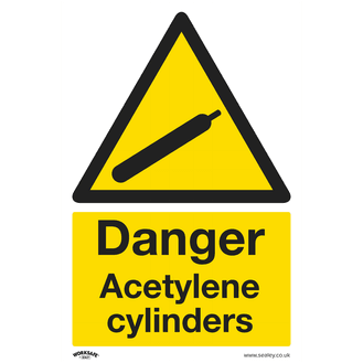 Sealey SS63P1 Warning Safety Sign - Danger Acetylene Cylinders - Rigid Plastic