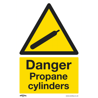 Sealey SS62V1 Warning Safety Sign - Danger Propane Cylinders - Self-Adhesive Vinyl