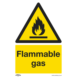 Sealey SS59P1 Warning Safety Sign - Flammable Gas - Rigid Plastic