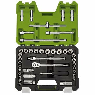 Draper 04464 Draper Expert Combined MM/AF Socket Set, 3/8" Sq. Dr., Green (41 Piece)