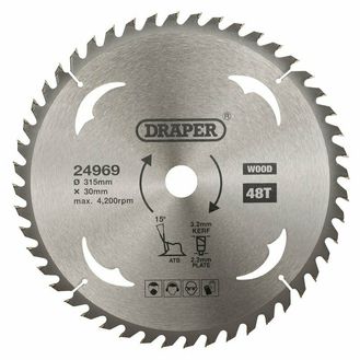 Draper 24969 TCT Circular Saw Blade for Wood, 315 x 30mm, 48T
